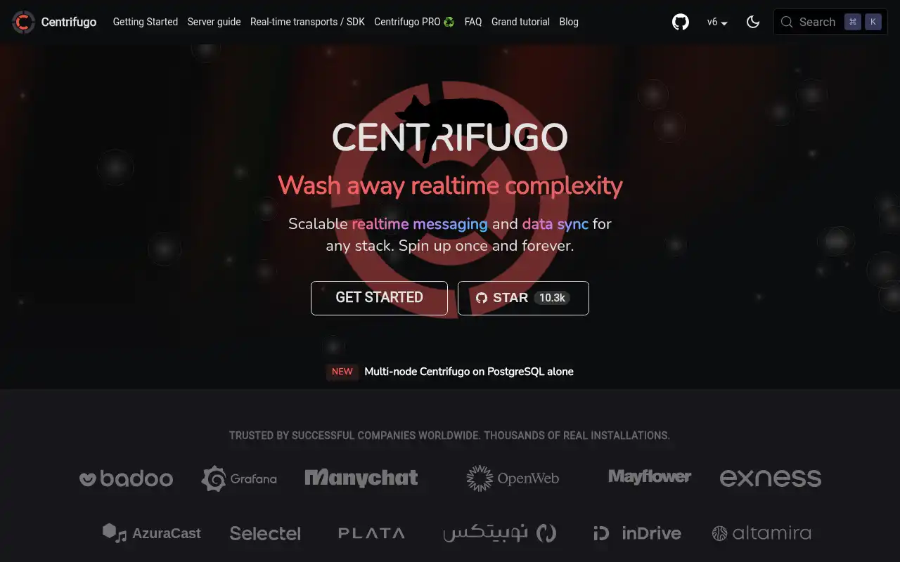 Centrifugo Landing Page