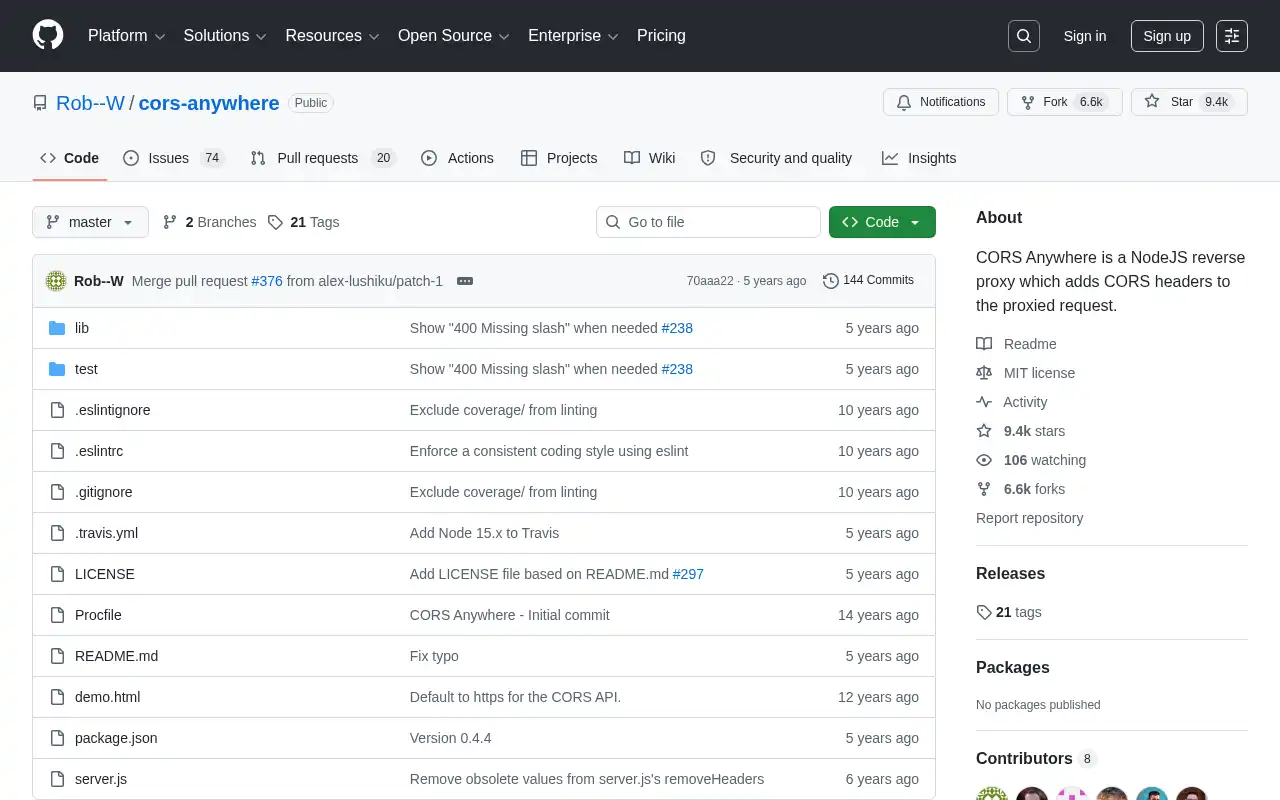 CORS Anywhere Landing Page