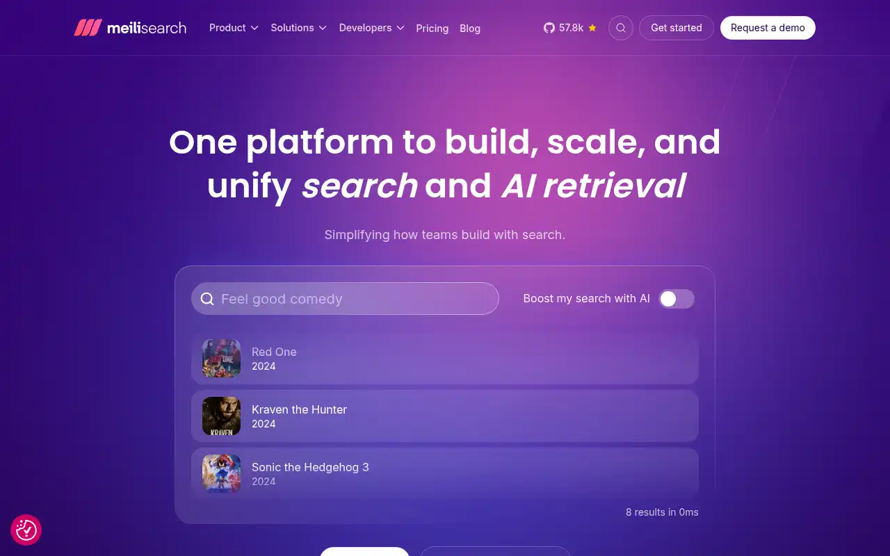 Meilisearch Landing Page